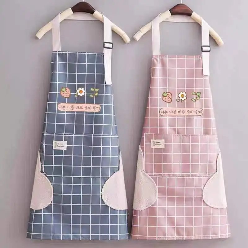 

Wipeable Cute Kitchen Household Cooking Baking Apron Waterproof Oil-Proof Adult Waist Fashion Coffee Nail Shop Wipe Hand Apron
