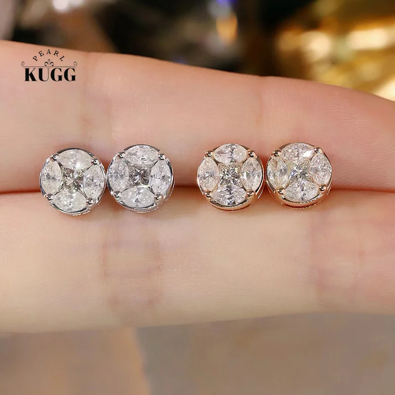 KUGG серьги из 100% белого/желтого золота 18 карат роскошные простые стильные с