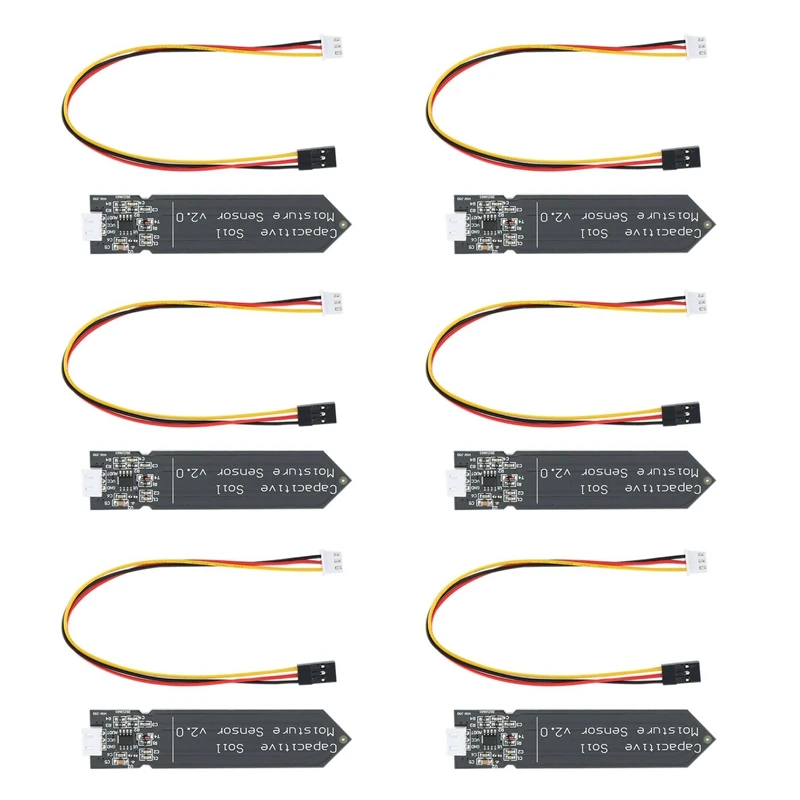 

6Piece Soil Moisture Sensor, Hygrometer Module V2.0, Analog, Capacitive Soil Moisture Sensor, for Arduino Plant Watering