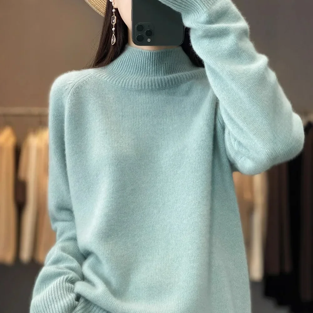 Женский свитер-поло с полуполо фиолетовой звездой/черепашковым воротником