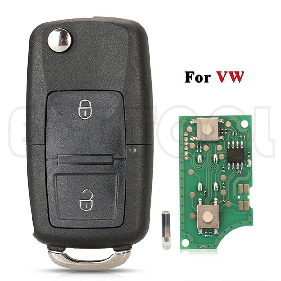 

2 Buttons Flip Remote Car Key Fob For VW Bora Golf Polo Passat Touran Seat Skoda 434MHz ID48 Chip 1J0959753AG/ 1J0959753CT