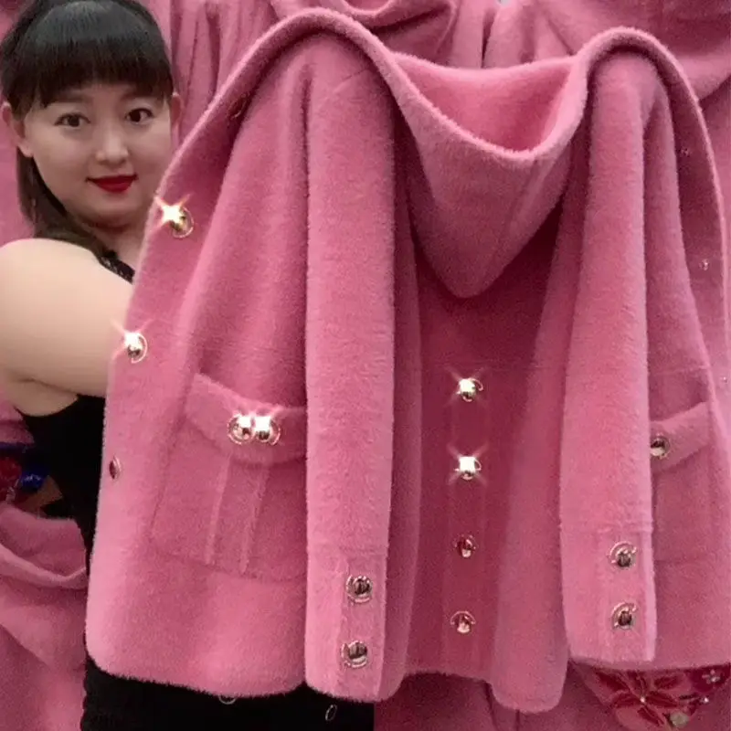 

Sweater Coat Women Autumn Winter Lazy Style Solid Korean Retro Loose Button Single Breasted Knitted Cardigan Fashion M854