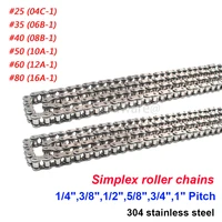 253540506080 simplex roller chains 14inch 38inch 12inch 58inch 34inch 1inch pitch 304 a2 stainless steel for bicycle