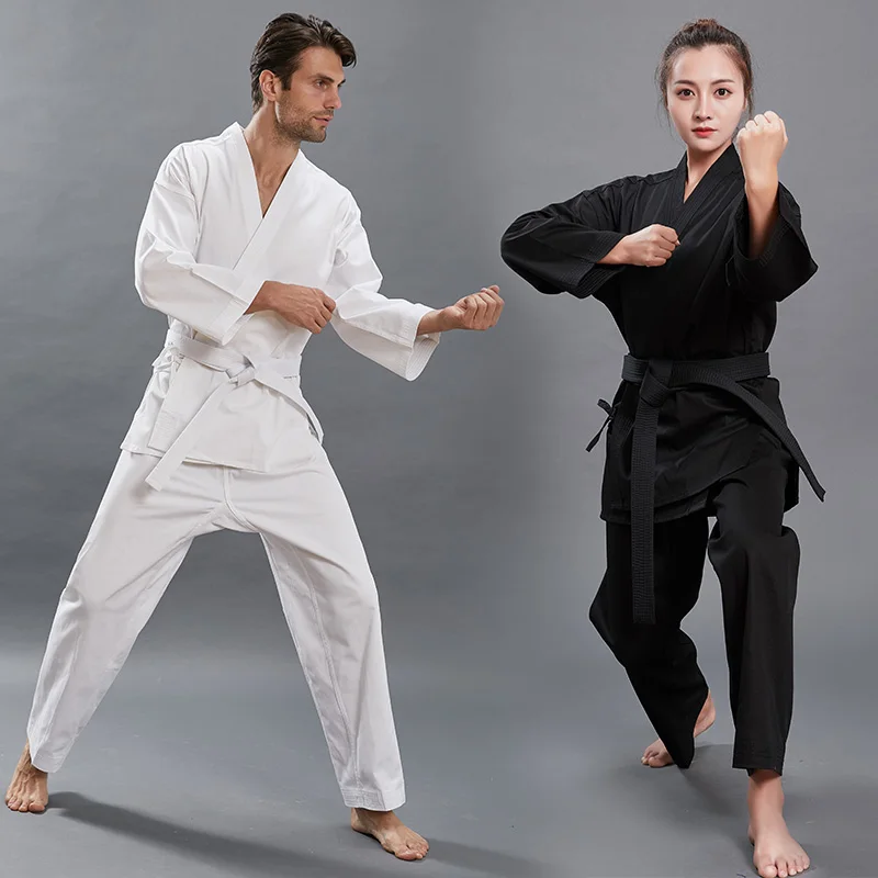 Uniforme de Karate para niños y adultos, uniforme de artes marciales Gi, de peso medio, cinturón gratis