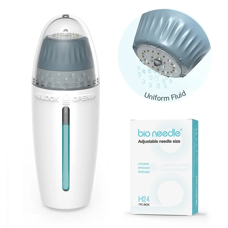 

Bio Needle H24 Derma Stamp Titanium Hydra Needle Microneedle Efficient Adjustable Needle 10ml solution For Skin Rejuvenation