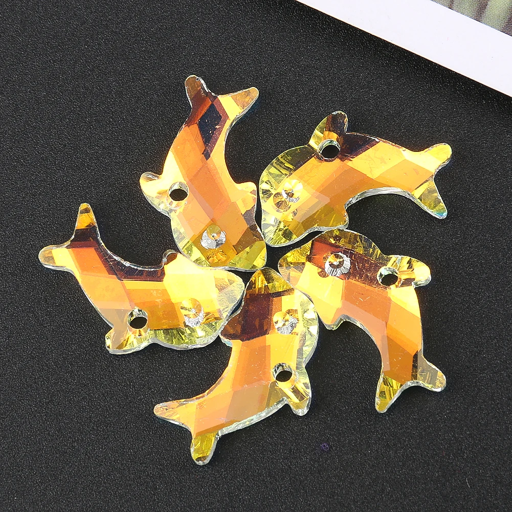 

5 шт. граненая Призма полированная AB цветная дельфин рыба Хрустальная стеклянная подвеска с плоской задней стороной ожерелье серьги разделитель бусина шармы Ювелирные изделия часть