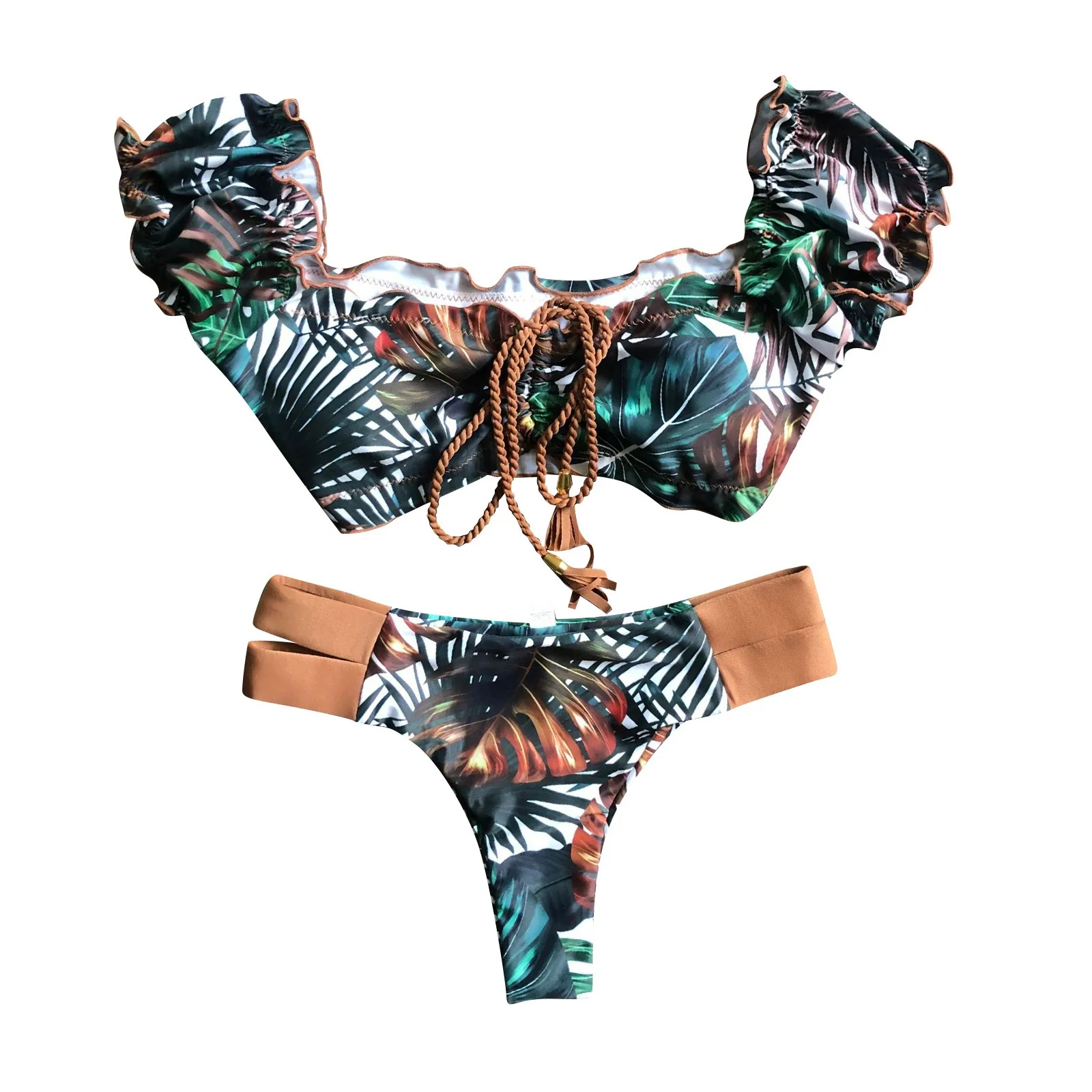 

Купальник женский модный женский комплект из двух предметов с коротким рукавом с принтом пузырьковый рукав купальник бикини комплект бикини 2023 для женщин