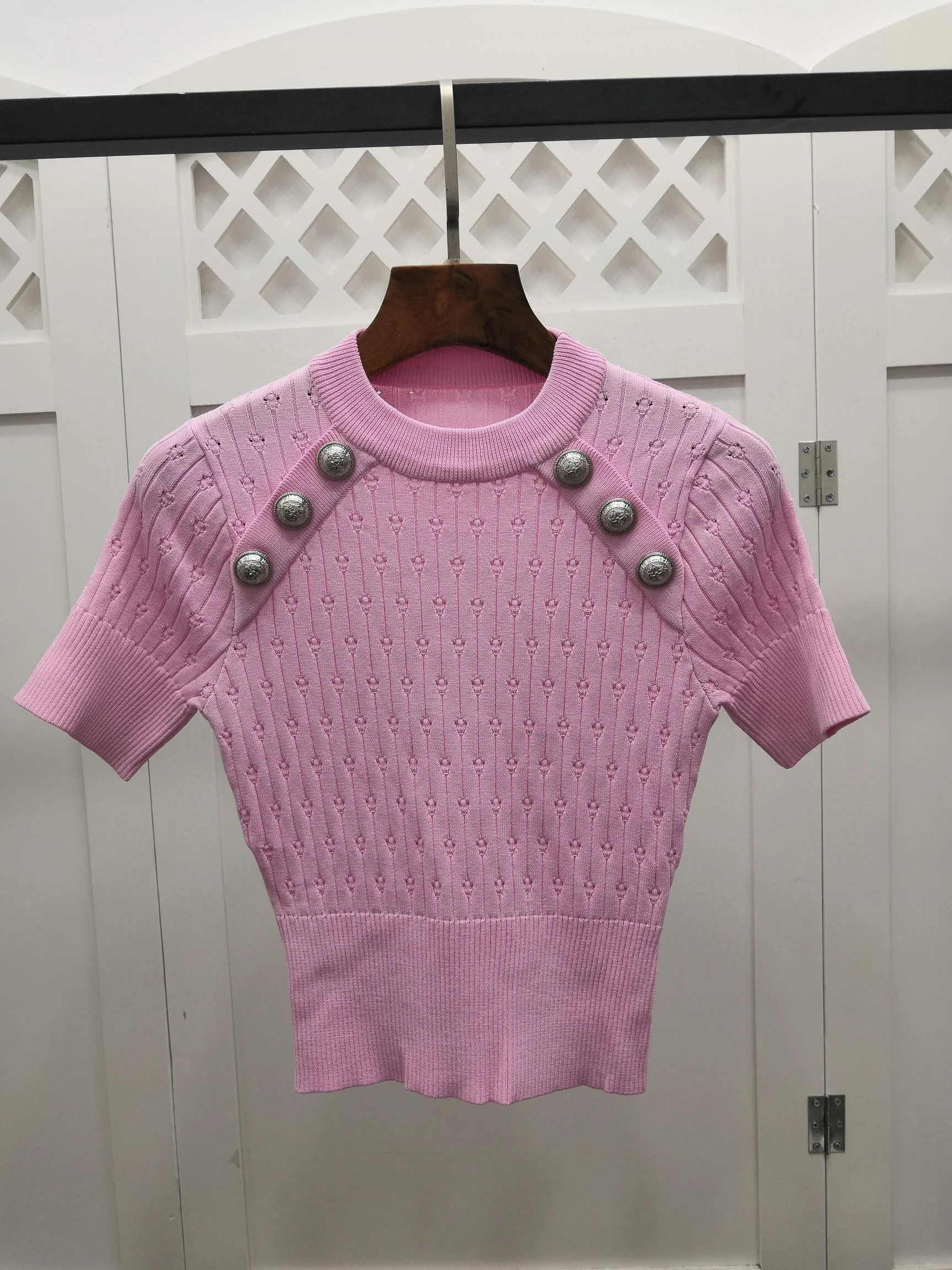 

Женский трикотажный свитер, повседневный Однотонный свитер с V-образным вырезом и коротким рукавом, Новинка лета 2022