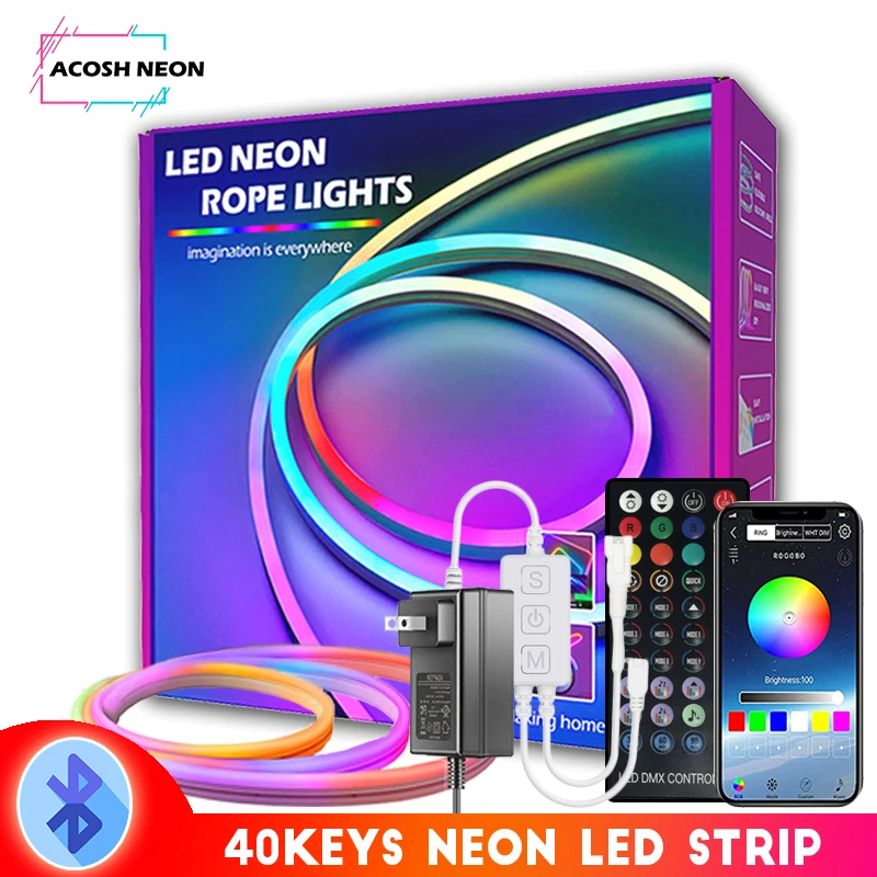 

32.8 футов/10 м неоновый шнур освещения со светодиодной лампой, 84 светодиода s/M светодиодный неоновый шнур с музыкальной синхронизацией светодиодная полоса освесветильник 44 клавиши пульт дистанционного управления для спальни гостиной