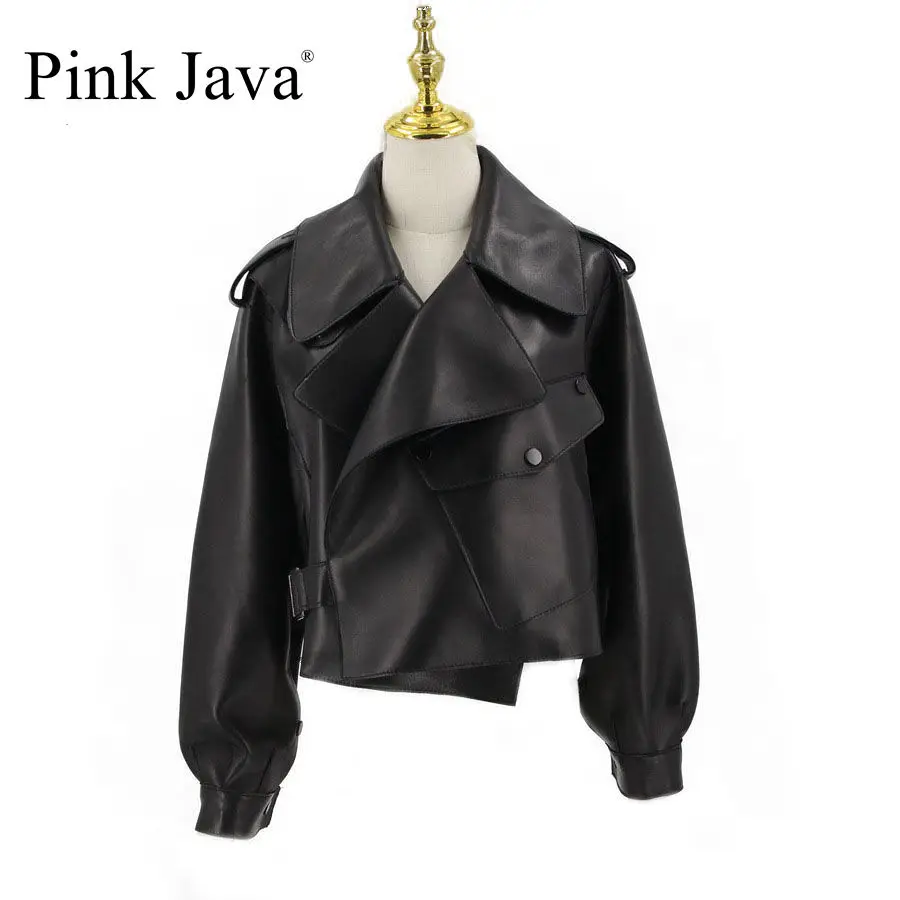 

Pink Java QC20003 new arrival real leather jacket women coat genuine sheep leather coat luxury fashion hot sale dress