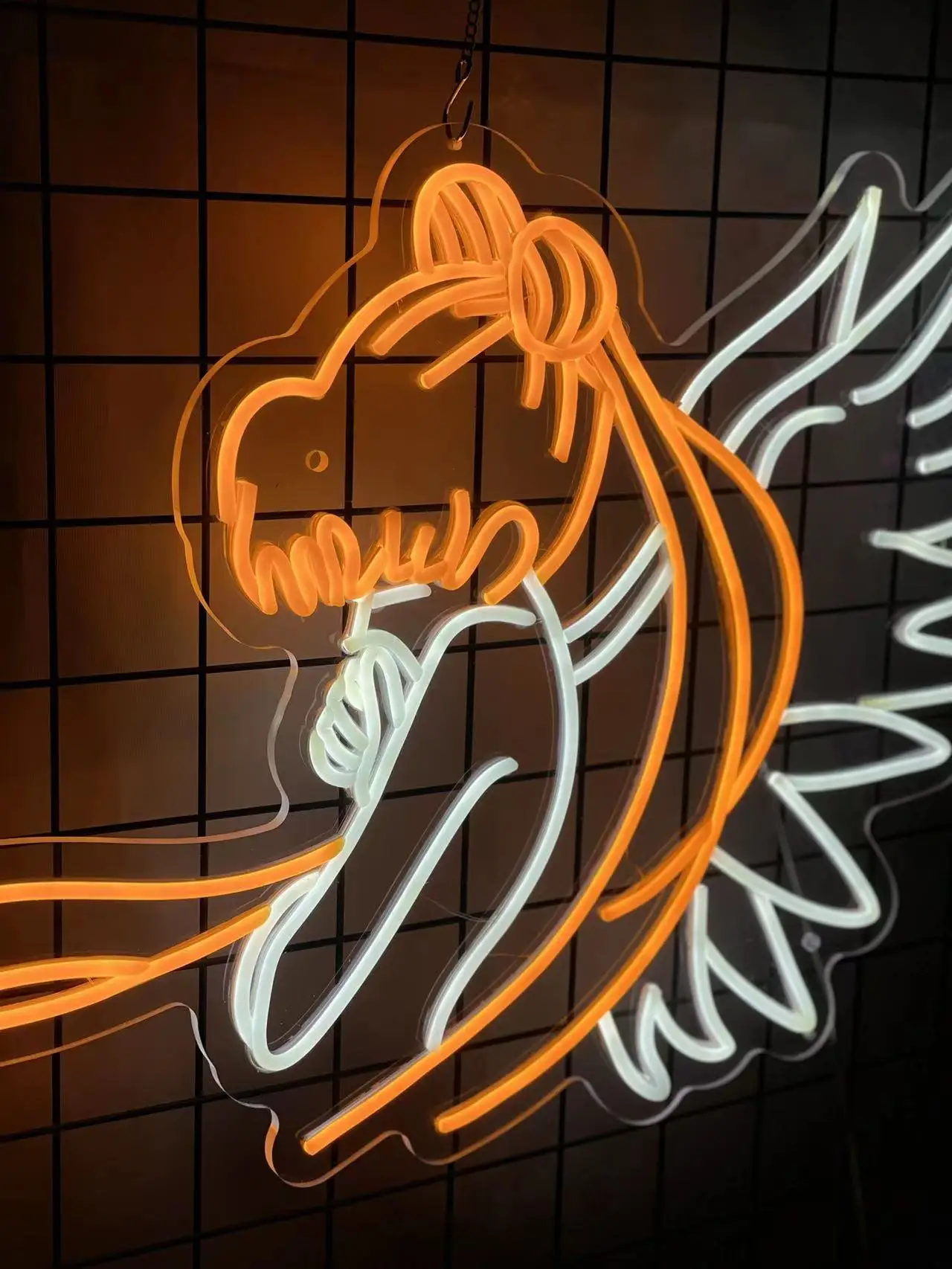 Неоновая светодиодная вывеска с ангелом на заказ аниме декор подарки для игровой