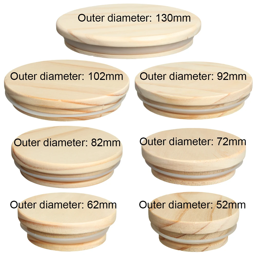 Bamboo Mason Jar Storage Canning Lids Drinking Cup Covers Reusable Seal Ring Pine Wooden Lid Caps For Glass Jars Ceramic Mugs images - 6