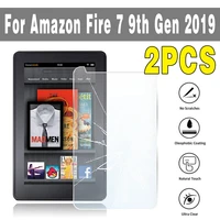 2pcs tablet tempered glass screen protector cover for amazon fire 7 9th gen 2019 inch full coverage protective film