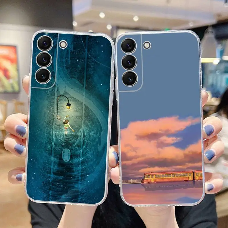 

Anime Spirited Away Susuwatari Phone Case For Samsung Galaxy S22 S21 Ultra S20 S30 FE S8 S9 S10 5G Plus Lite Soft Transparent