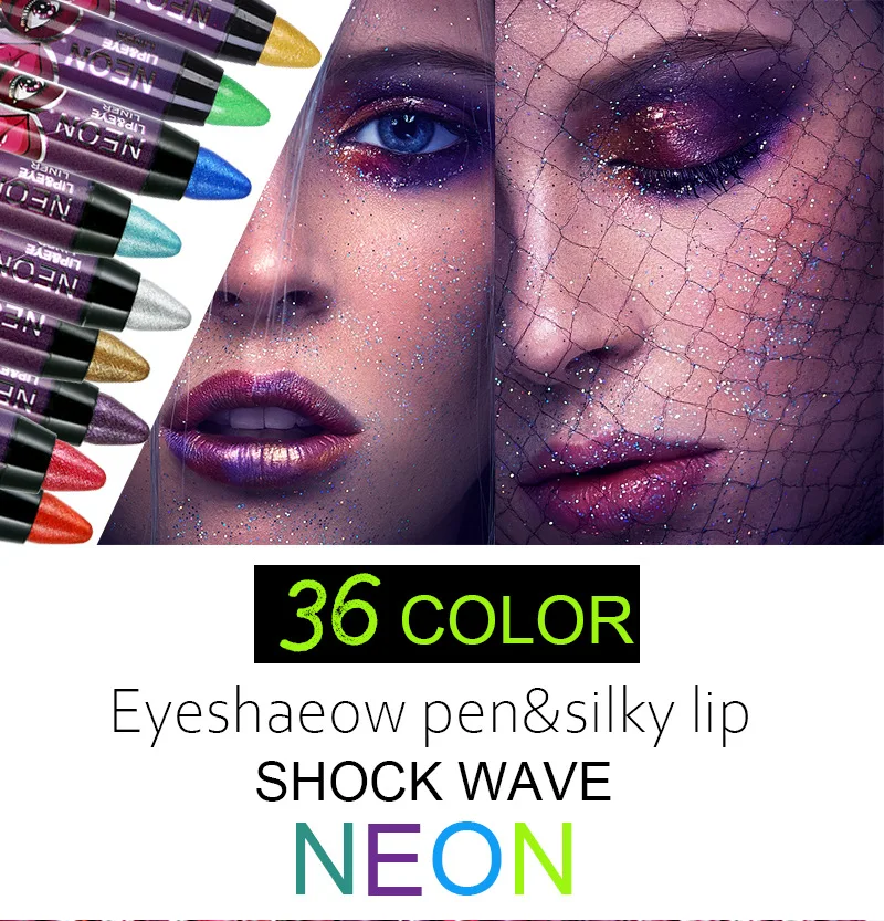 

2 In 1 Eye Shadow Lipstick Pen Waterproof Not Smudge Eye Shadow Stick Lip Makeup Pen Glitter Shimmer Long-lasting Eye Shadow Pen