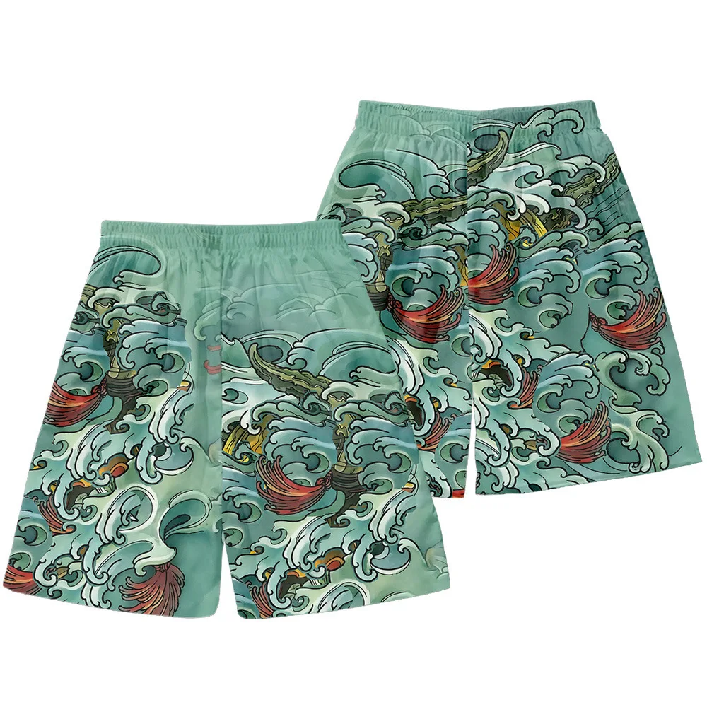 Fashion Japanese Style Print Green Shorts Summer Men Streetwear Casual  Shorts Fitness Beach Jogger Gym Shorts Plus Size - купить по выгодной цене  | AliExpress