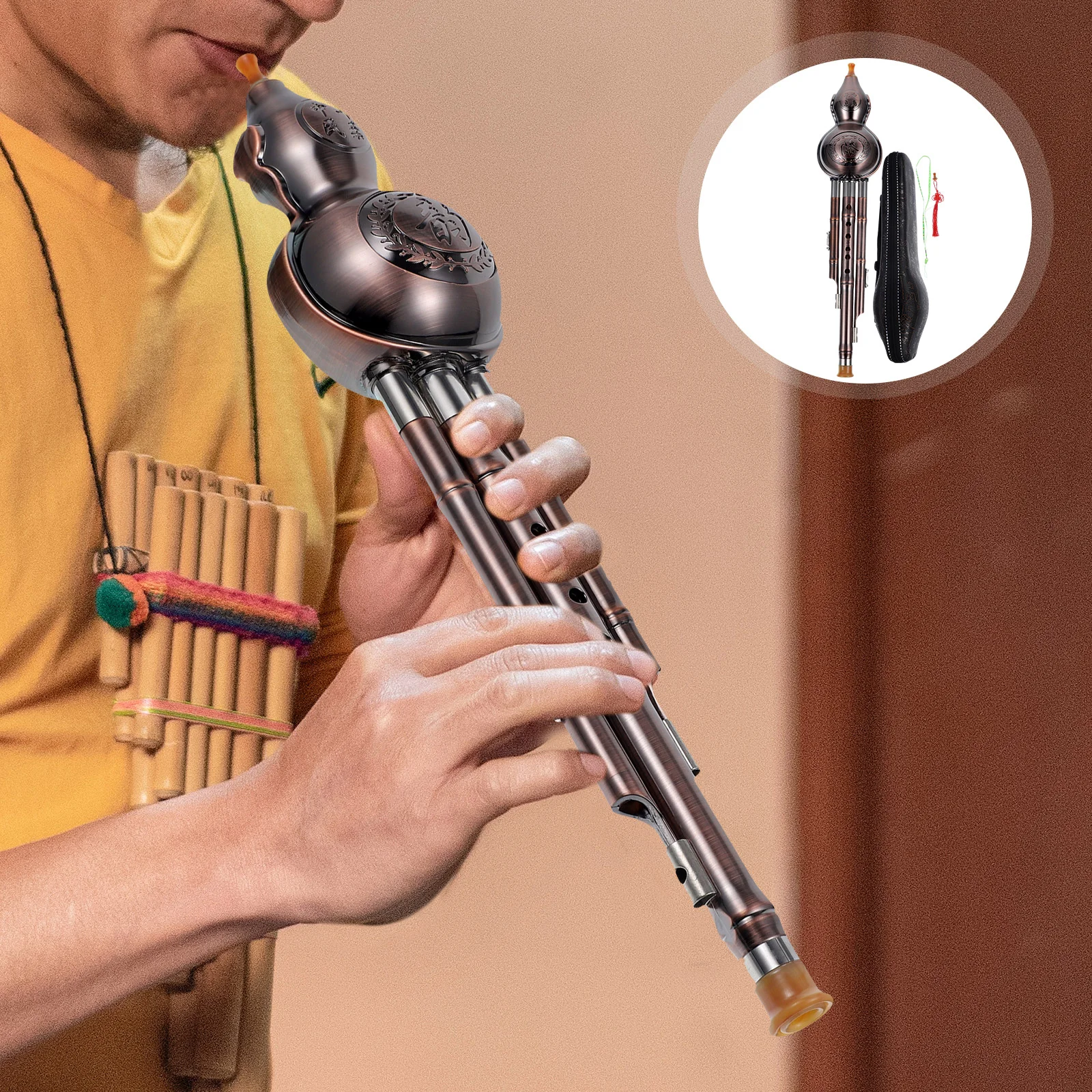 

Instrumentos Musicales Para Adultos Three Tone Gourd Silk Cucurbit Flute Beginner PP Classic Chinese Traditional