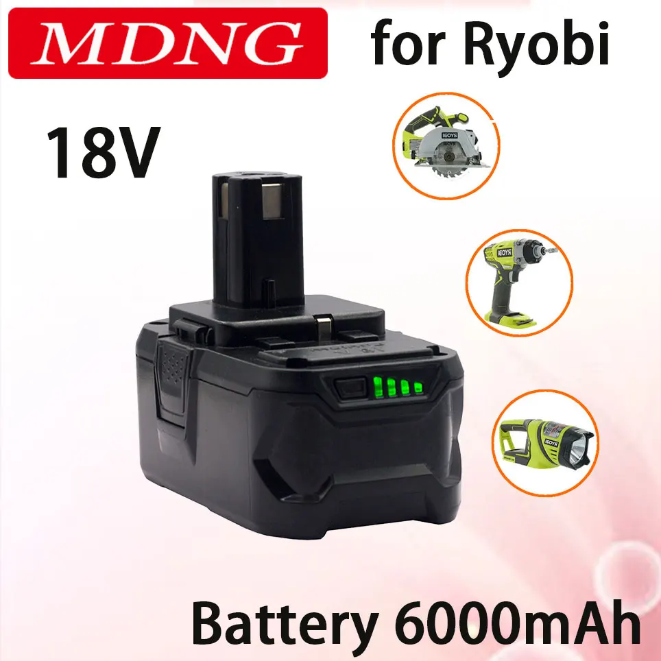 

Replace Ryobi ONE18V Wireless Power Tool BPL1820 P108 P109 P106 RB18L50 RB18L40 Lithium Ion Battery 6000mAh