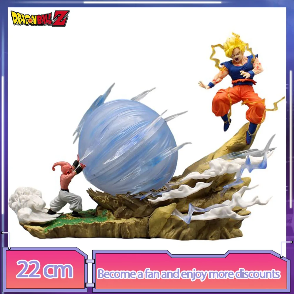 

22cm Dragon Ball Z Anime Figure Goku Vs Buu Figure Son Goku Figures Battle Gk Figurine Model Pvc Statue Doll Ornament Toys Gift