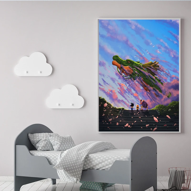 Художественное полотно из аниме Драконий жемчуг Гоку картина акварелью комикс