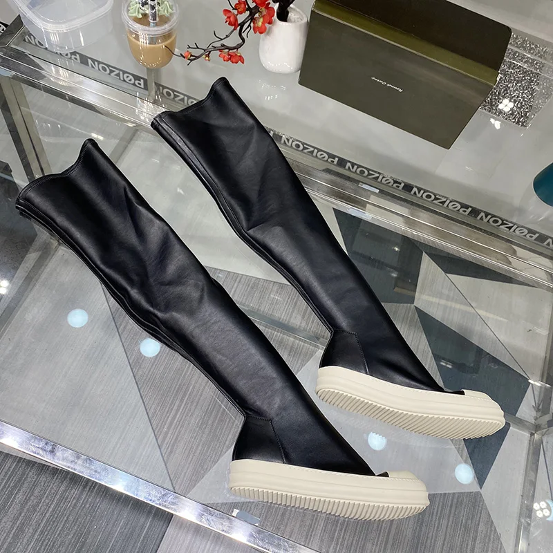 Dekherw Women Over Knee Thigh High Boots Winter Ro Luxury Designer Trainers Casual Thick Sole Black Plus Size Elastic Sock Shoes