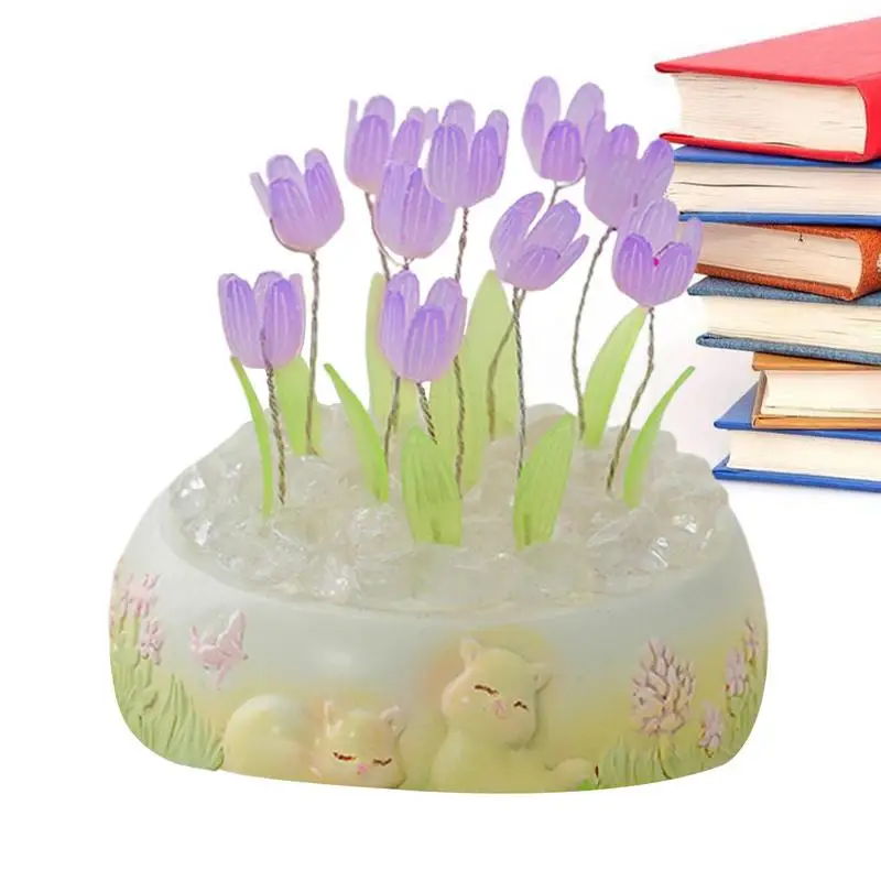 

Aesthetic Night Light Handmade Tulip Night Light Cute Desk Decor Cute Night Light Romantic Tulip Lamps For Desk Nursery Living