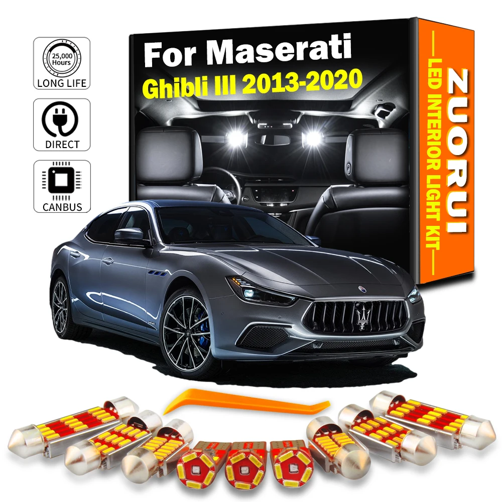 ZUORUI 16Pcs Vehicle LED Interior Map Dome Light Kit For Maserati Ghibli III 2013-2017 2018 2019 2020 Car Accessories Canbus