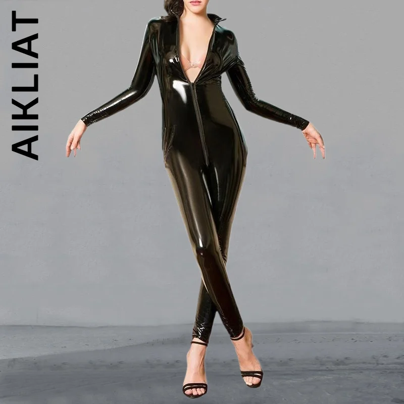 

Aikliat Sexy Women Long Sleeve Bodysuit Slim Bodycon Body Suit Basic Ladies Bodysuit Stretch Skinny Women Jumpsuit Woman Female