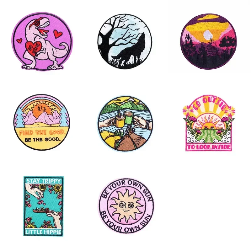 Embroidered Patch Iron On Patches for Clothing Pocket Wolf Clothes Stickers Fabric Sewing Thermal Adhesive Applique Fusible