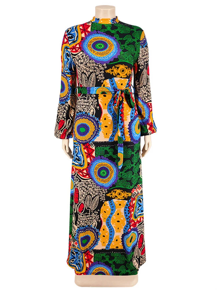 Plus Size Party Dresses for Women Fall Clothes Long Sleeve Printed Africa Maxi Long Dress New Wholesal 3xl 4xl 5xl 6xl