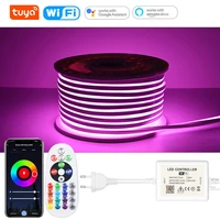 tuya smart wifi 220v rgb neon strip light ip67 ribbon tape flexible bluetooth music led neon sign lamp 5050 alexa voice control