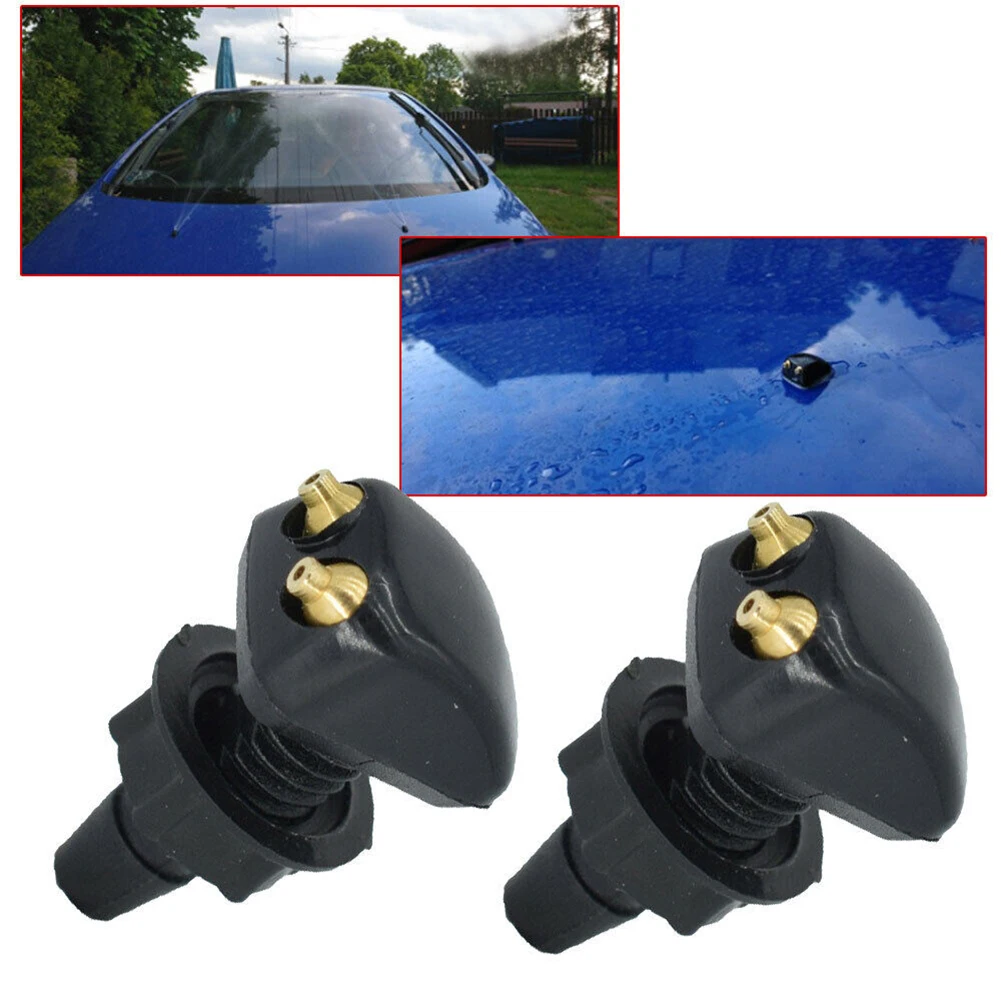 

2PCS Washer Jet Washer Wiper Nozzle Car Accessories Sprayer Universal Washer Sprayer Windshield Black Dual Holes