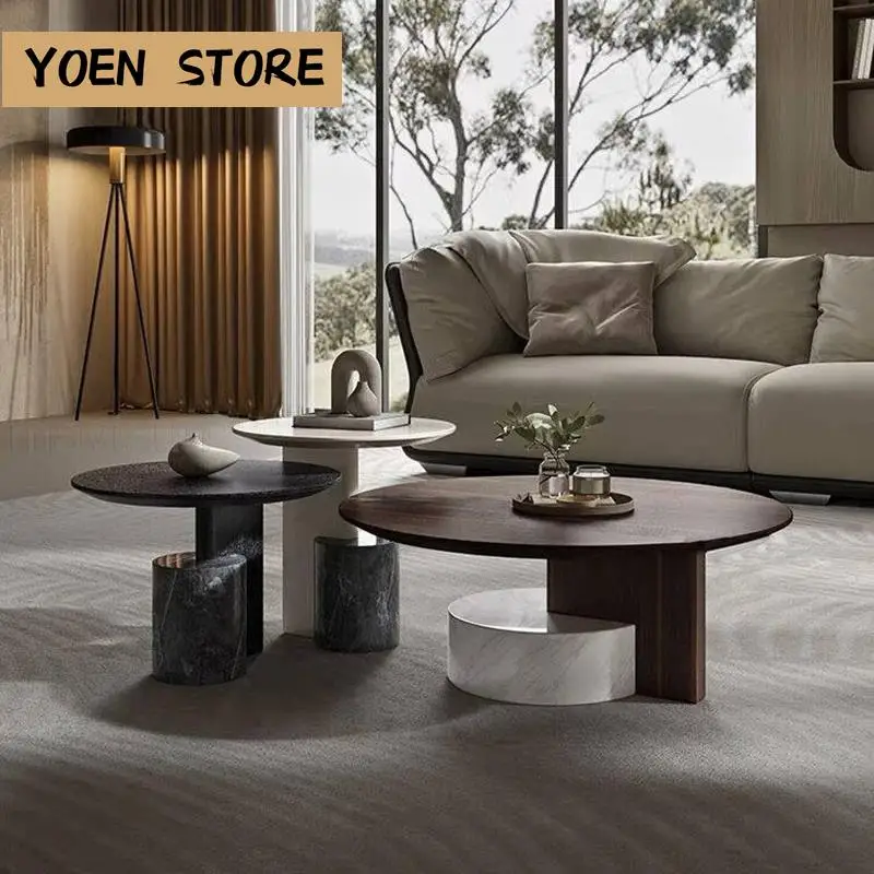 

Design Marble Base Tea Table Modern Minimalist Northern Europe Furniture Large And Small Round Coffee Table Set For Living Room
