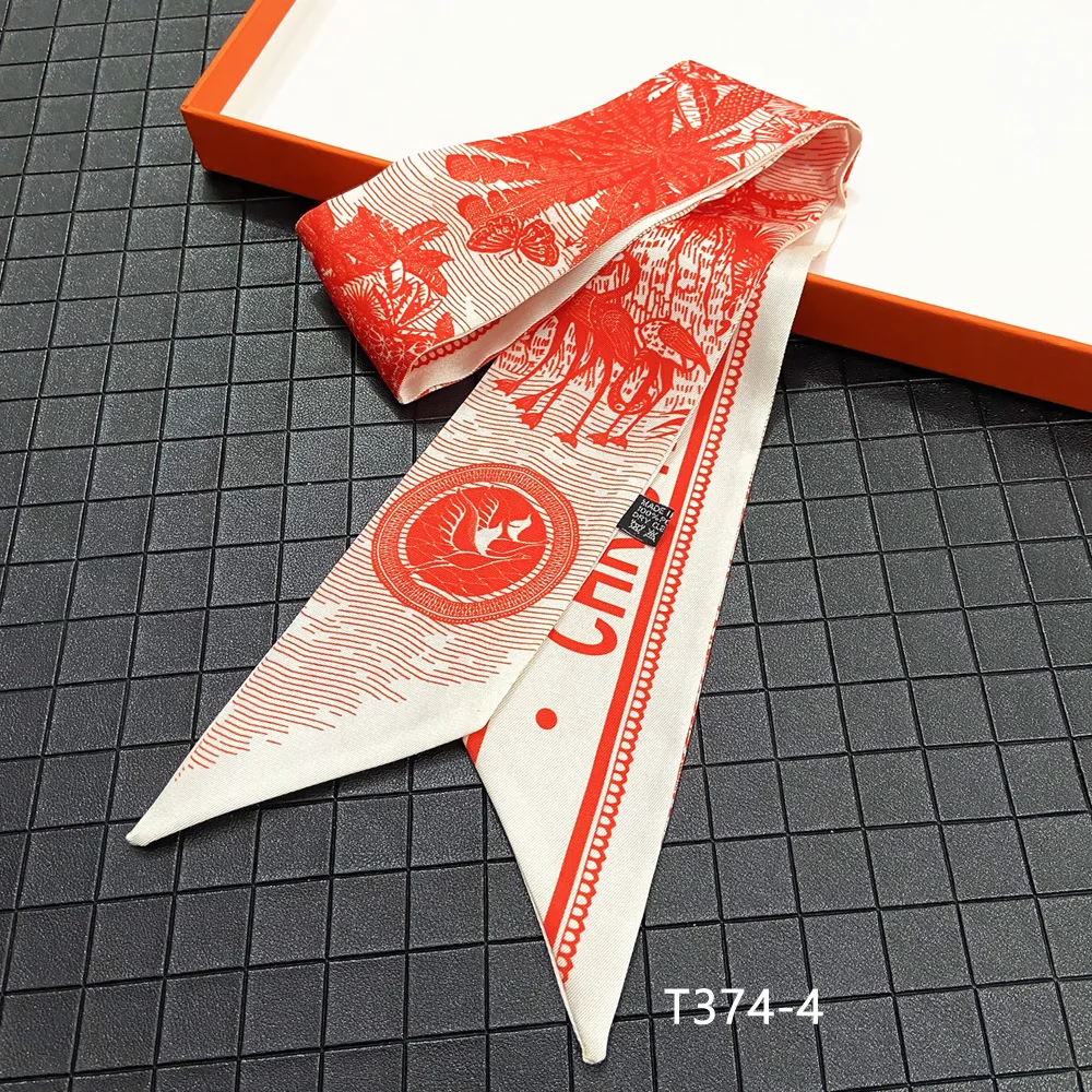 Шелковый шарф для женщин с принтом фламинго бабочки сумка ручками ленты