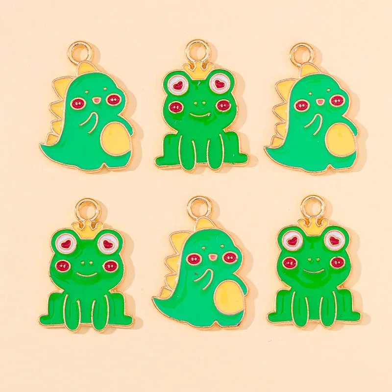 

20Pcs Enamel Cartoon Dinosaur Frog Prince Charms Pendant For DIY Bracelet Keychain Earrings for Women Jewelry Making Accessories