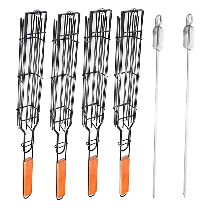 

6Pcs BBQ Grilling Basket Stainless Steel Barbecue Grill Basket Tools Grill Mesh For Fish Vegetable Steak BBQ Tools