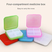 four compartment pill box portable plastic colorful square pill box travel pill box for traveling sealed medicine box easy carry