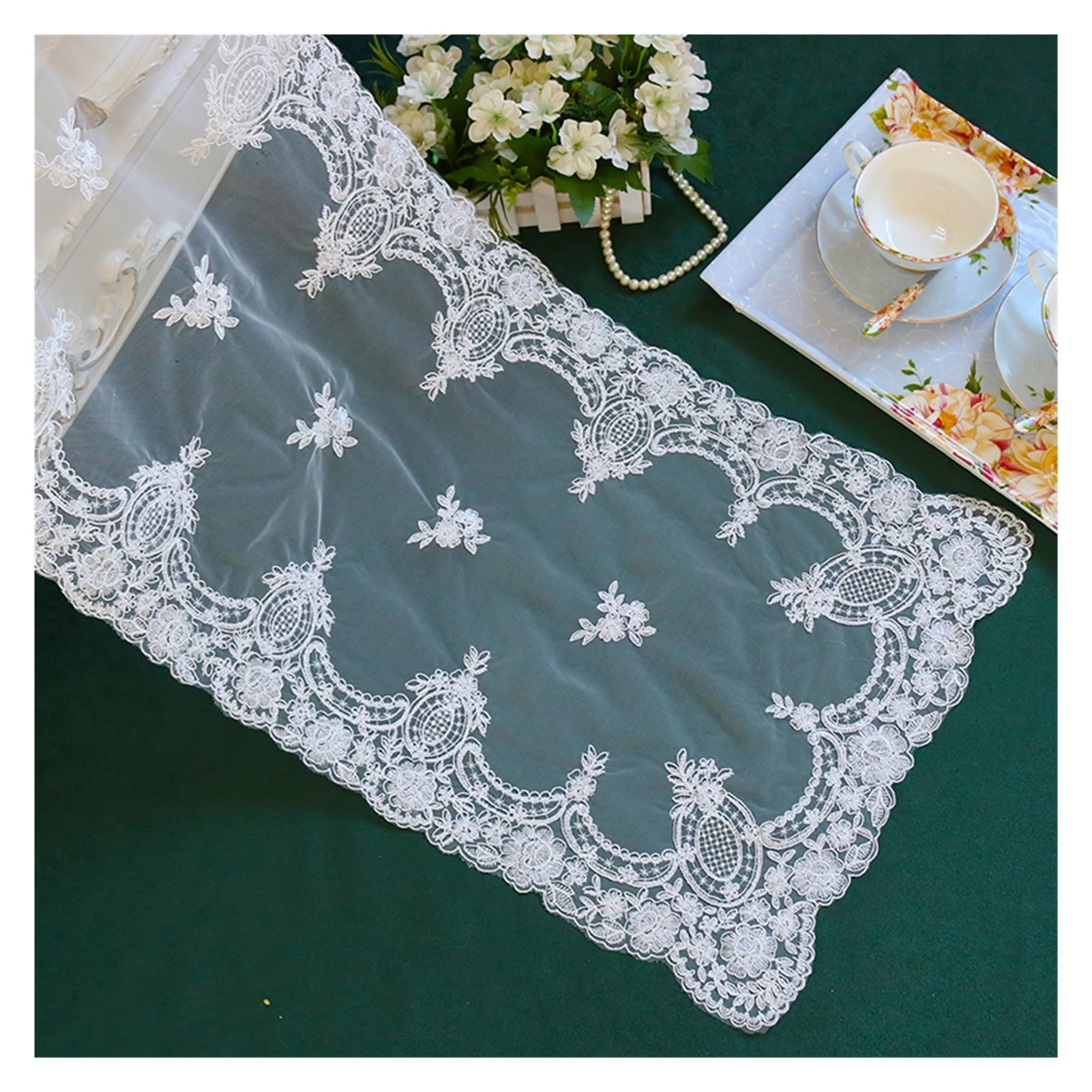 

Korean Mesh Lace Embroidery Tablecloth Table Runner Table Cloth Tea Table Cloth Drawer Cabinet Dressing Table Shoe Cabinet