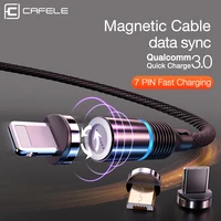 cafele newest led qc3 0 magnetic usb cable for iphone micro usb cable type c braided cable charger for samsung xiaomi huawei