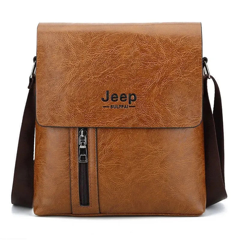 JEEP BULUO Luxury Brand Men's Shoulder Bag Vintage Messenger Bag Leather Men Handbag Split Leather Crossbody Bags For Men