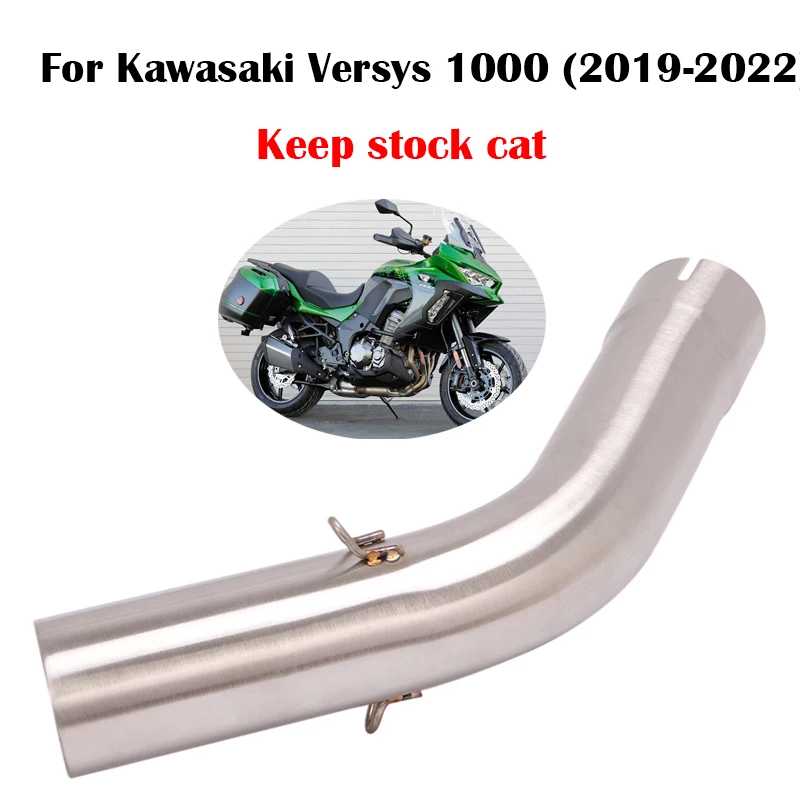 

For Kawasaki Versys 1000 2019-2022 51mm Motorcycle Exhaust Connect Pipe Middle Mid Tube Stainless Steel Slip On Keep Catalyst