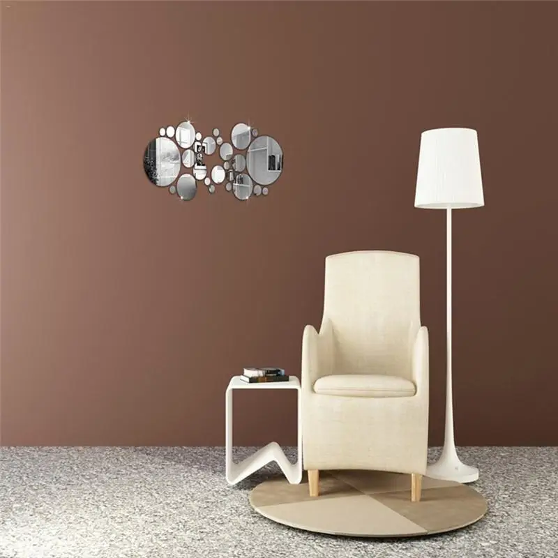

Pcs Wall Sticker DIY Acrylic Art Sticker Mirror Circle Silver Mirror Wall Stickers Home Bedroom Office Decor Mural Decoration