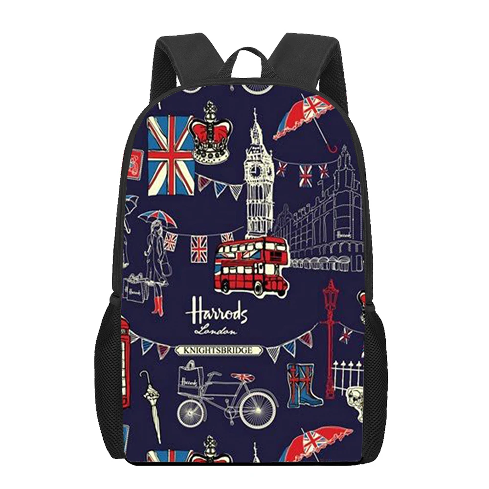 

Cartoon England I love london 3D Print School Bag Set for Teenager Girls Primary Kids Book Bag Children Satchel Mochila Infantil