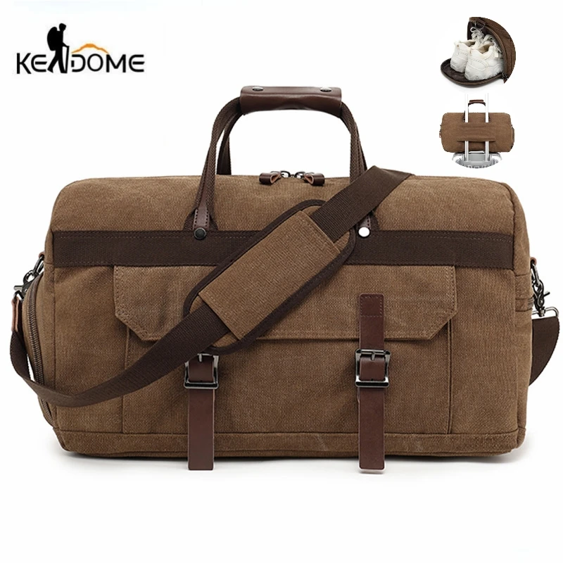 Винтажная холщовая дорожная сумка, спортивные вместительные мужские ...