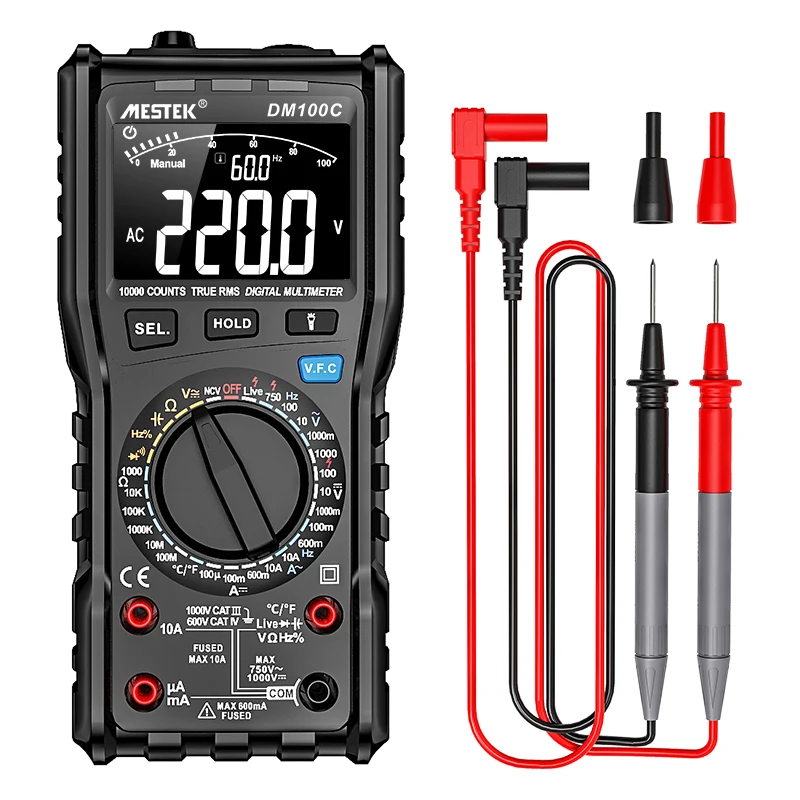 

MESTEK DM100C Digital Multimeter 9999 Analog Tester True RMS Professional Multimetro DIY Transistor Capacitor NCV Meter