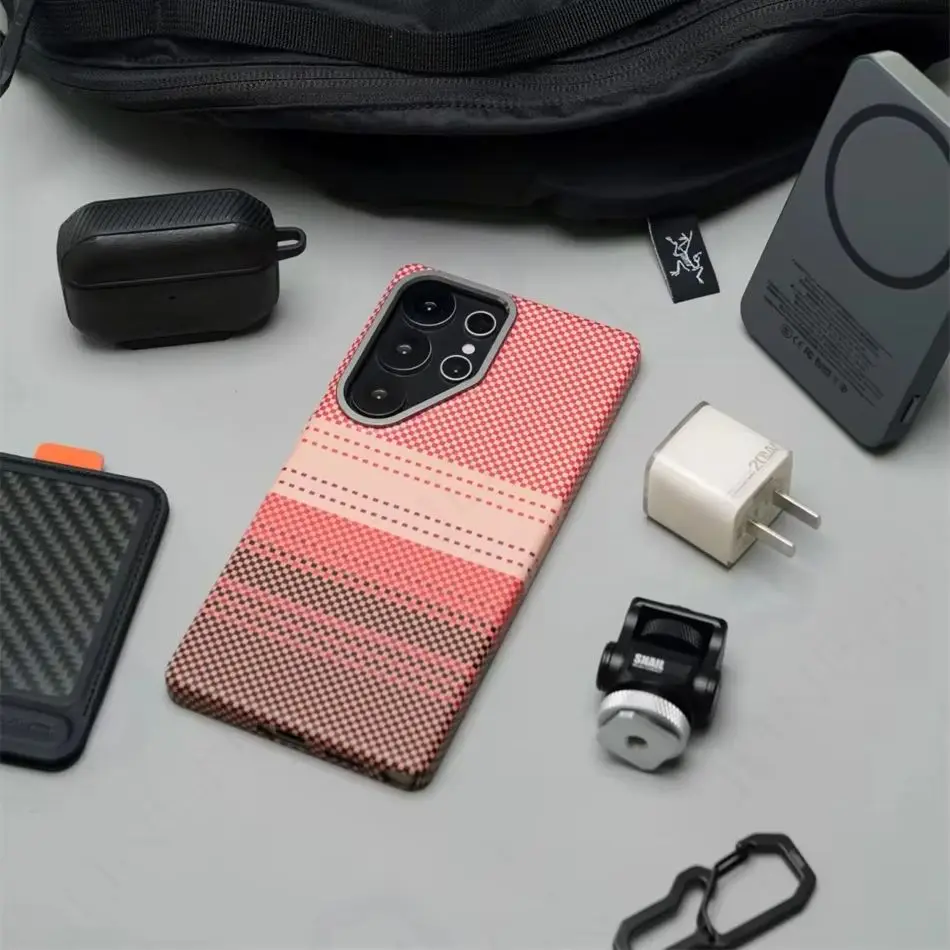 Фото S25 Ultra Strong Mganetic Slim Armor Case для Magsafe Metal Len Carbon Fiber Patterned PC Cover для Samsung Galaxy S25 Ultra Plus №2