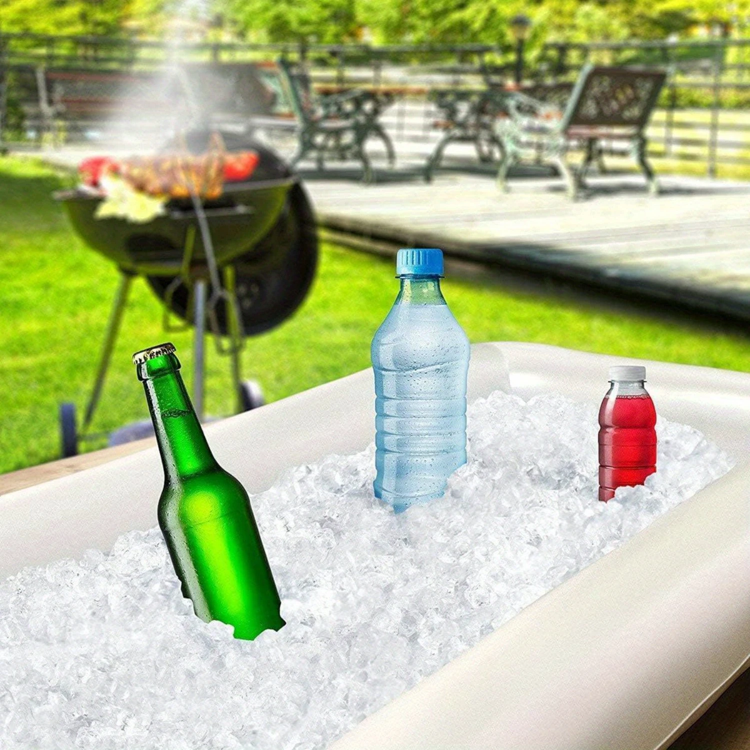 Inflatable Floating Breakfast Tray With Drain Plug - Perfect For Pool Parties Bbqs & Picnics | 53X25.6" Vinyl Food Beverage S
