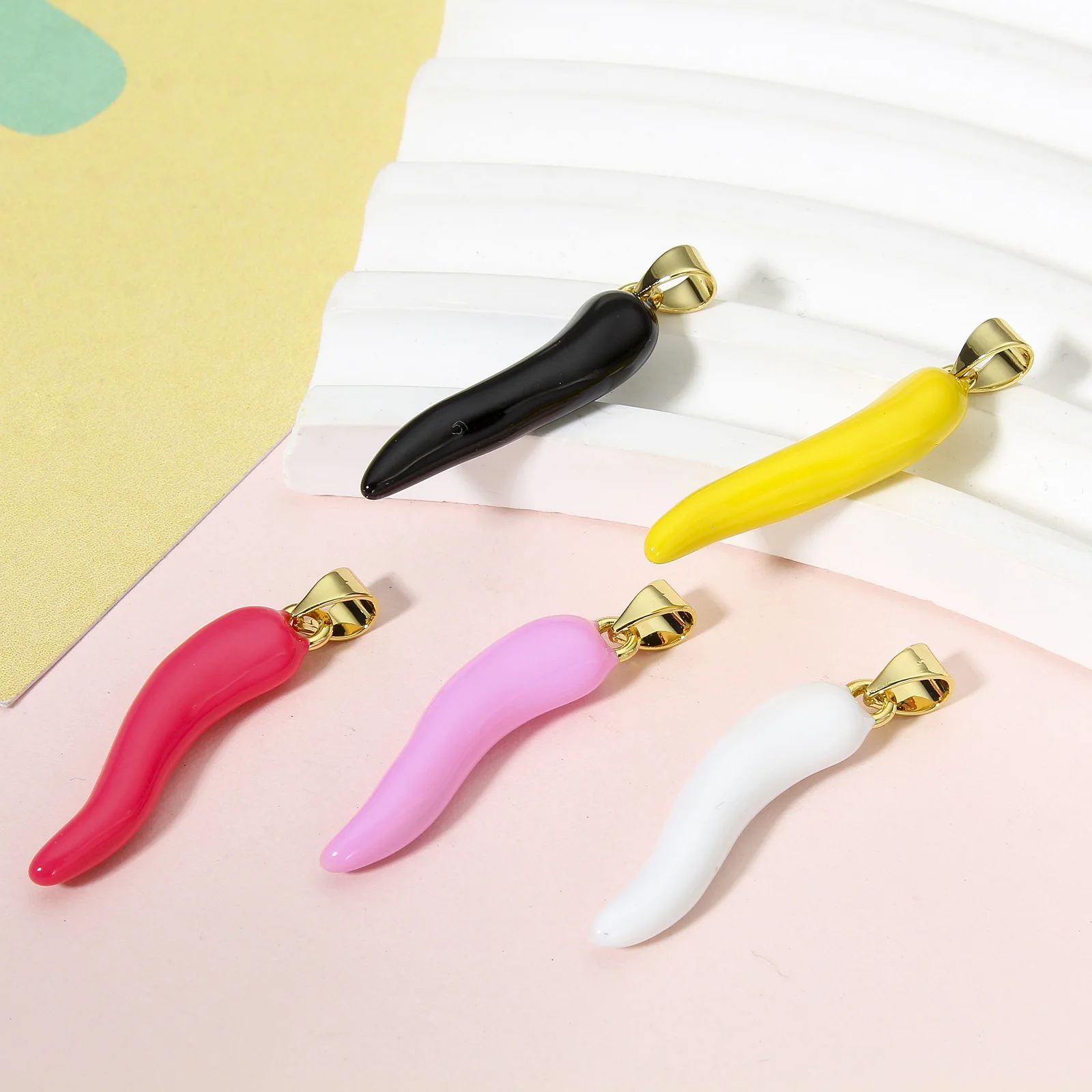 1 шт. латунные подвески разноцветные растения эмаль Чили 3D кулон золотой цвет DIY