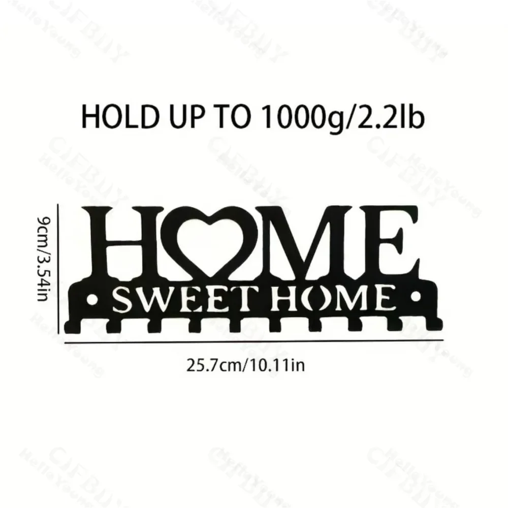 Фото Sweet Home Черный Металлический Балкон Настенная Вешалка Для Одежды Держатель Для Ключей Кухонный Органайзер Ванная Комната Крючки Вешалки Для Хранения №2