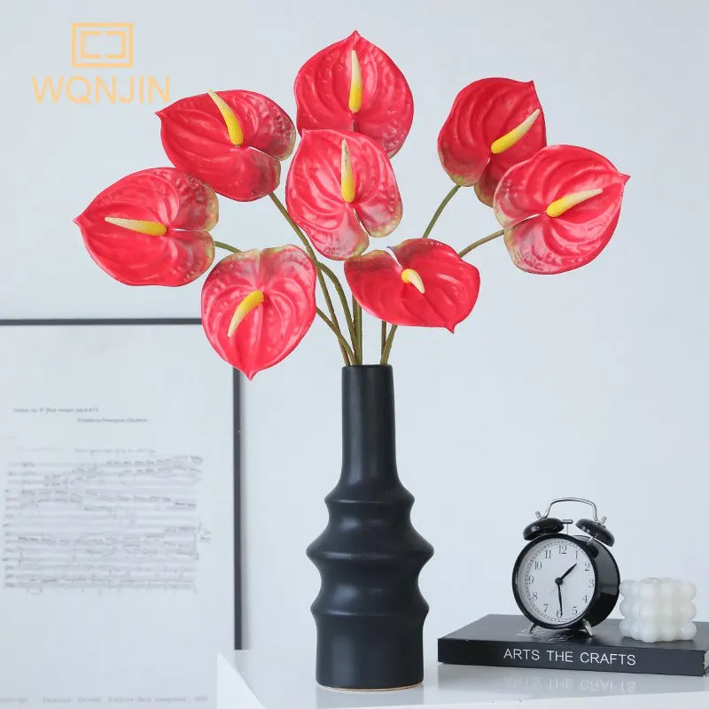 1PC Simulation Flower 3D Single Branch Red Palm Fake For Home And Wedding Decoration High-end